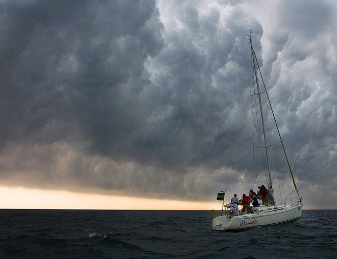 Storm brewing in the distance with J 109 PICANTE. New York Yacht Club Race Week  ©  Rolex / Dan Nerney